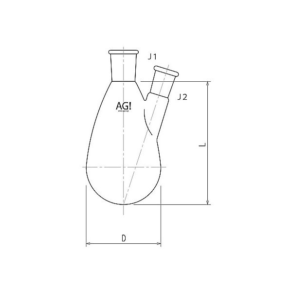 旭製作所 セミ・ミクロ二ツ口ナスフラスコ 50mL 19/22・15/20 3210-050-3M1M 1個 61-3624-18（直送品）