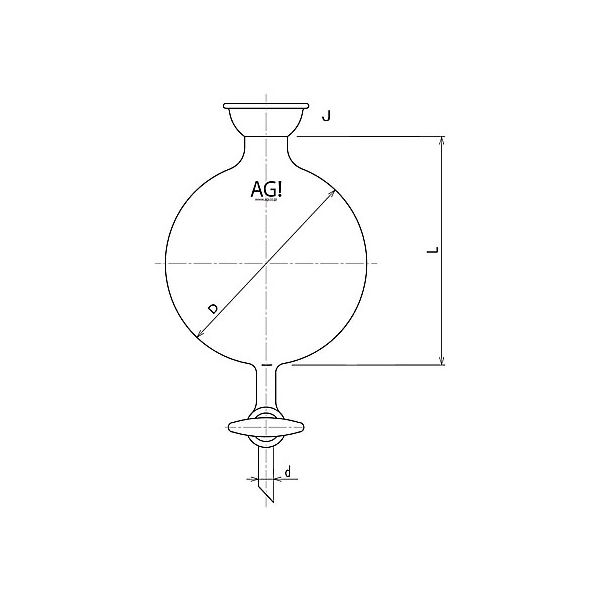 旭製作所 ドレン付ロータリー受フラスコ 2000mL 35/20 3220-2000-G 1個 61-3626-30（直送品）
