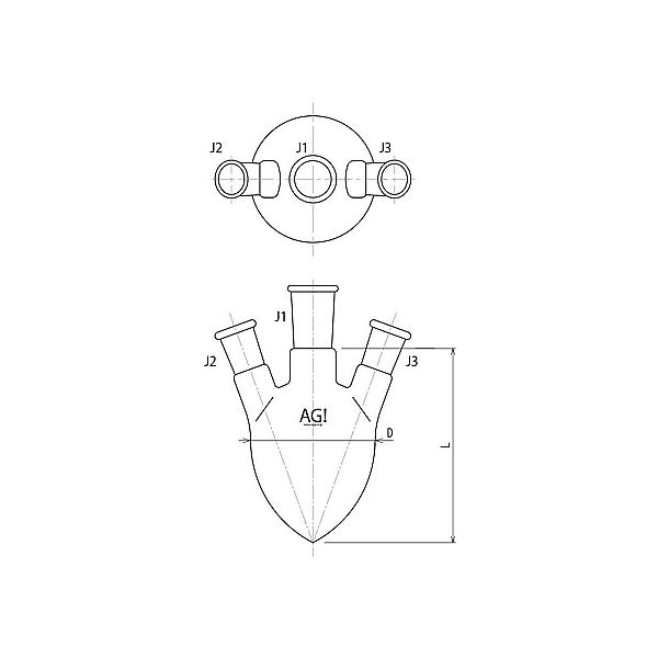 旭製作所 三ツ口梨フラスコ 500mL 29/42・24/40 3234-500-5L4L 1個 61-3628-71（直送品）
