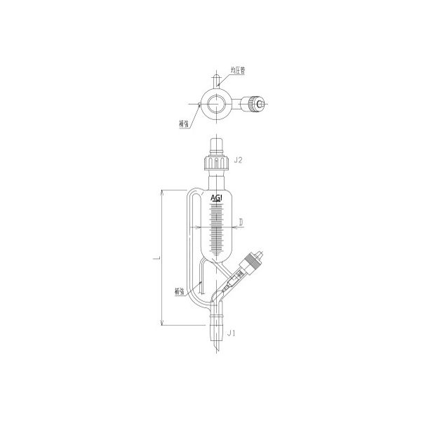 旭製作所 平衡形滴下ロート ニードルバルブ 50 3750-50-3M-9 1個 62-2111-23（直送品）