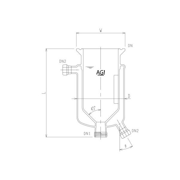 旭製作所 円錐形二重管式反応容器(45°)3956ー1000ーMー45C 3956-1000-M-45C 1個 62-2114-44（直送品）