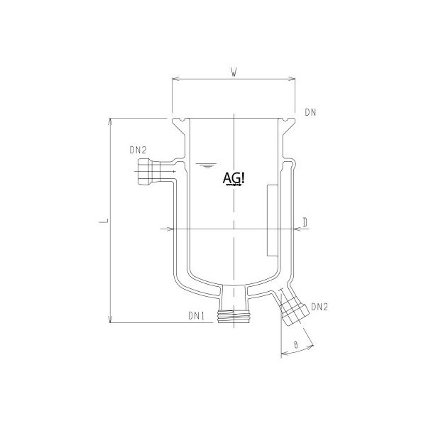 旭製作所 二重管式反応容器 撹拌バッフル付 3956-2000-M-A 1個 62-2114-54（直送品）