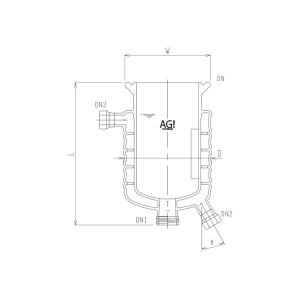 旭製作所 媒体バッフル付二重管式反応容器 撹拌バッフル付 3958ー2000ーMーA 1個 62-2115-03（直送品）