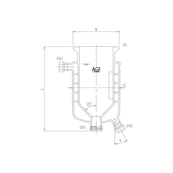 旭製作所 円錐形媒体バッフル付二重管式反応容器(45°) 3958ー300ーMー45C 1個 62-2115-17（直送品）