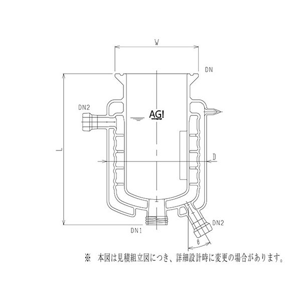 旭製作所 媒体バッフル付三重管式反応容器 撹拌バッフル付 3972-3000-M-A 1個 62-2116-06（直送品）