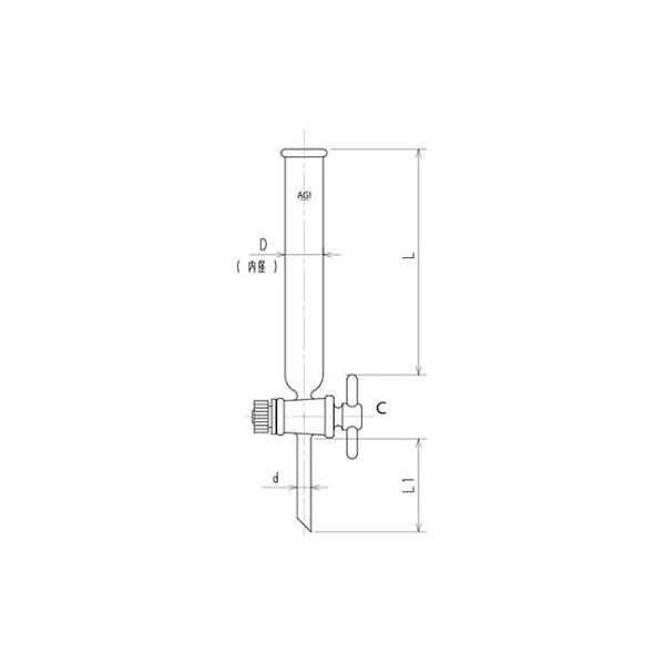 旭製作所 クロマトカラム PTFEコック付 3808-10/1400 1個 61-4708-92（直送品）