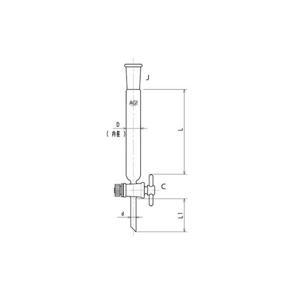 旭製作所 ジョイント付クロマトカラム(コック付) PTFEコック 3814ー50/300ー5L 1個 61-4710-74（直送品）