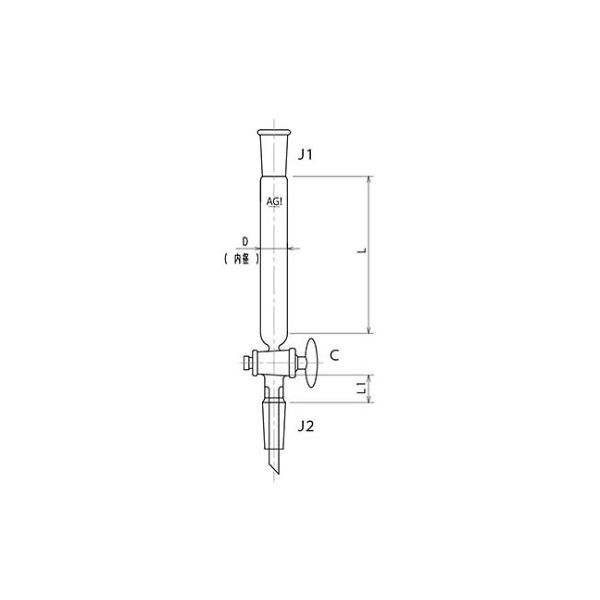 旭製作所 ジョイント付クロマトカラム（ガラスコック付） 3820-20/500-4L 61-4711-30（直送品）