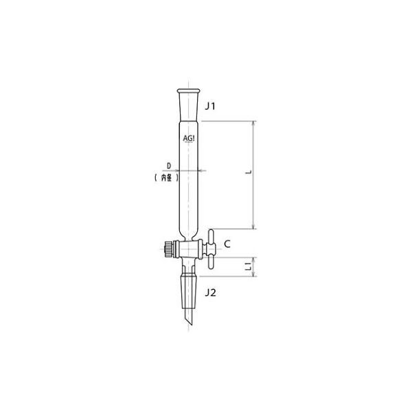 旭製作所 ジョイント付クロマトカラム（PTFEコック付） 3822-20/300-4L 61-4711-53（直送品）