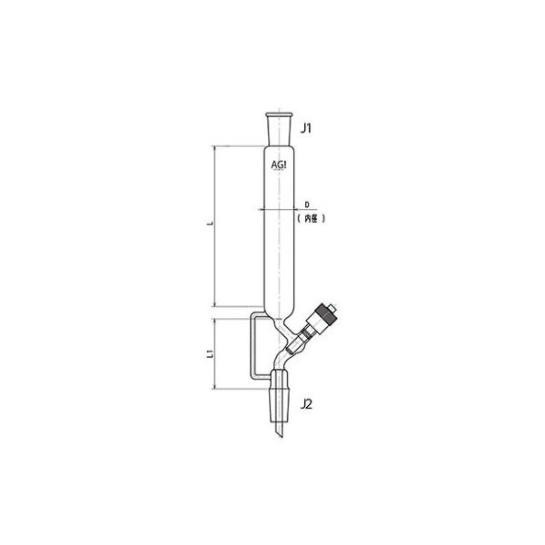 高真空グリースレスバルブ付クロマトカラム（上下部ジョイント付） 3822-40/300V-5L 61-4711-69（直送品）