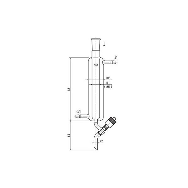 高真空グリースレスバルブ付二重管式クロマトカラム（上部ジョイント付） 3834-10/300V-3L 61-4712-70（直送品）