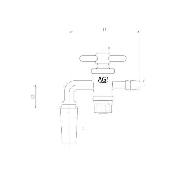 旭製作所 コック付排気管曲管90° オス PTFEコック 2426-1L 1個 62-2093-21（直送品）