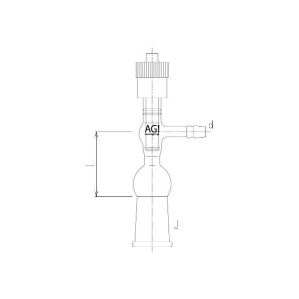 旭製作所 高真空グリースレスバルブ付排気管 メス 芯棒材質:PTFE 2492ー2L 2492-2L 1個 62-2093-88（直送品）