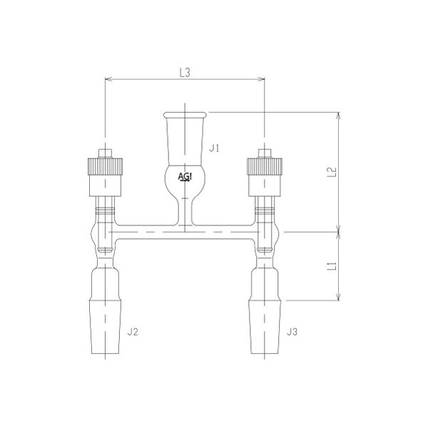 旭製作所 高真空グリースレスマルチバルブ芯棒材質:PTFE 2498ー3L 1個 62-2094-24（直送品）