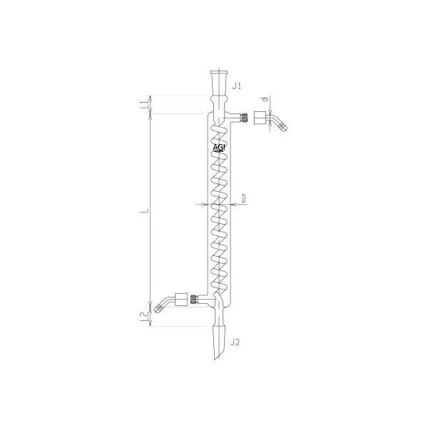 旭製作所 蛇管 冷却器(グラハム) ウォーターコネクター仕様 3428ー300Wー1L 1個 62-2106-40（直送品）
