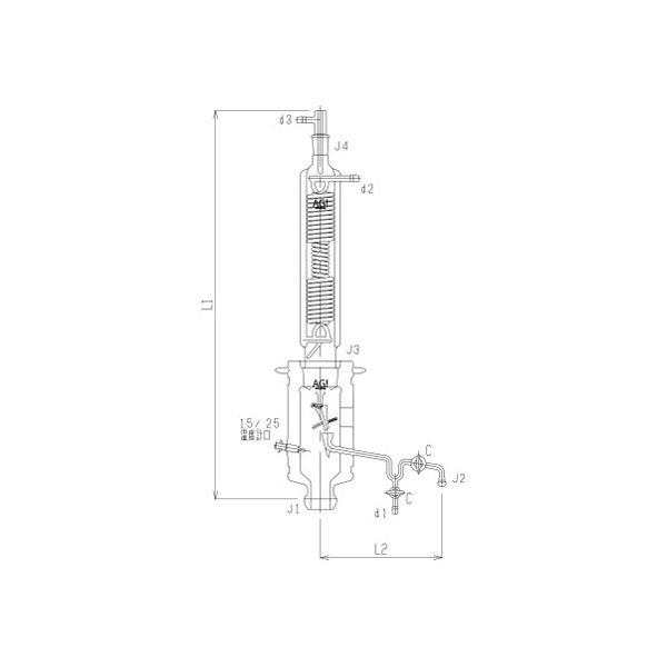 旭製作所 自動還流器（冷却器二重管タイプ） ガラスコック 62-2109