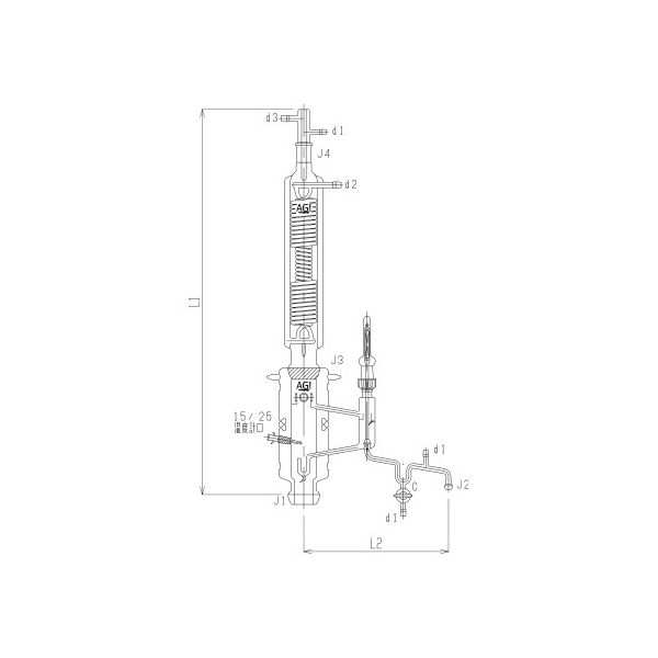 旭製作所 縦引き型自動還流器(冷却器二重管タイプ) ガラスコック 3554ーKE 1個 62-2109-30（直送品）
