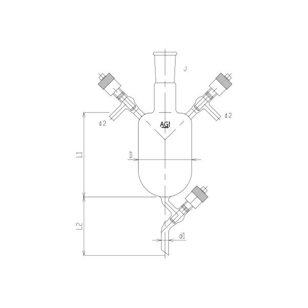 旭製作所 高真空グリースレスバルブ付溶媒受器芯棒材質:PTFE 3698ー500Vー4L 1個 62-2110-80（直送品）