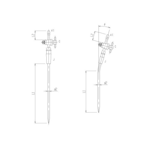 旭製作所 反応容器用PTFEコック付キャピラリー管 PTFE コック