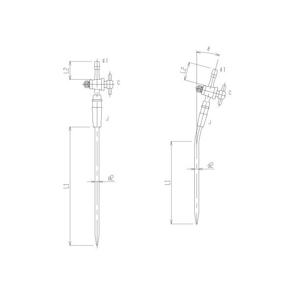 旭製作所 反応容器用PTFEコック付キャピラリー管 PTFE コック 3390-4L-9 1個 62-2120-34（直送品）