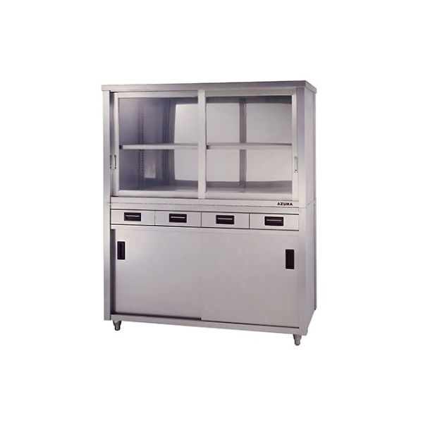 東製作所 上下二段式ステン保管庫 片面引出付上部ガラス戸900×750×1800 ACSO- 900YG 1個 61-4435-38（直送品）