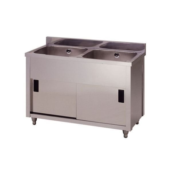 東製作所 二槽キャビネットシンク 1200×600×800 AP2-1200H 1個 61-4435-94（直送品）