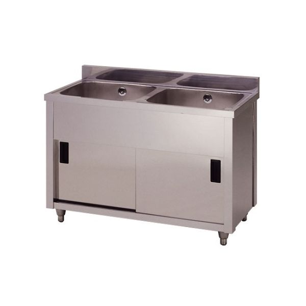 東製作所 二槽キャビネットシンク 1800×600×800 AP2-1800H 1個 61-4435-97（直送品）