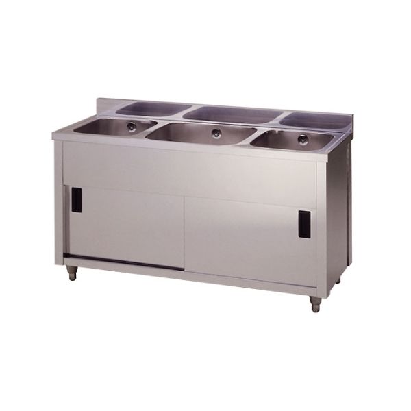 東製作所 三槽キャビネットシンク 1800×600×800 AP3-1800H 1個 61-4436-03（直送品）