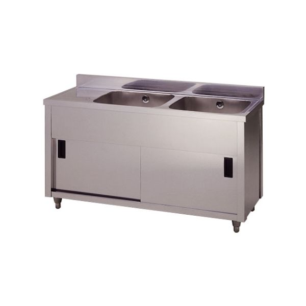 東製作所 二槽水切キャビネットシンク右水槽 1200×600×800 APM2-1200H-R 1個 61-4436-08（直送品）