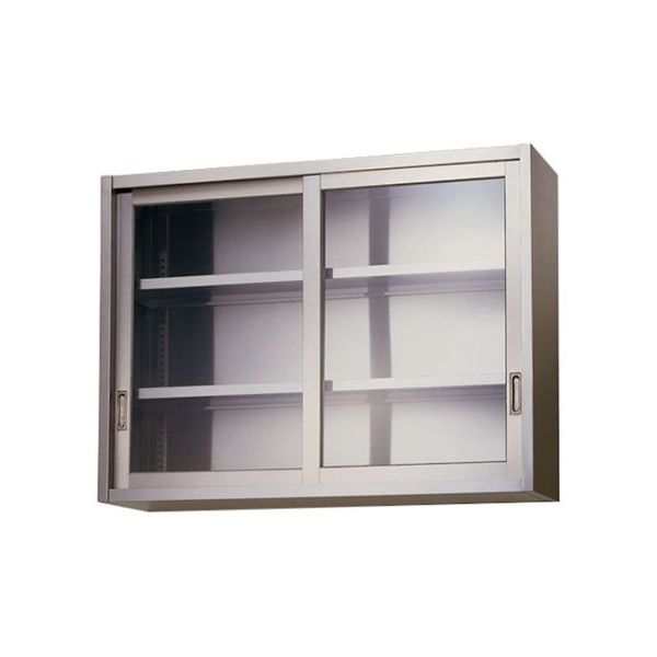 東製作所 ステンレス吊戸棚(ガラス戸) 1500×350×900 AS-1500G-900 1個 61-4436-42（直送品）