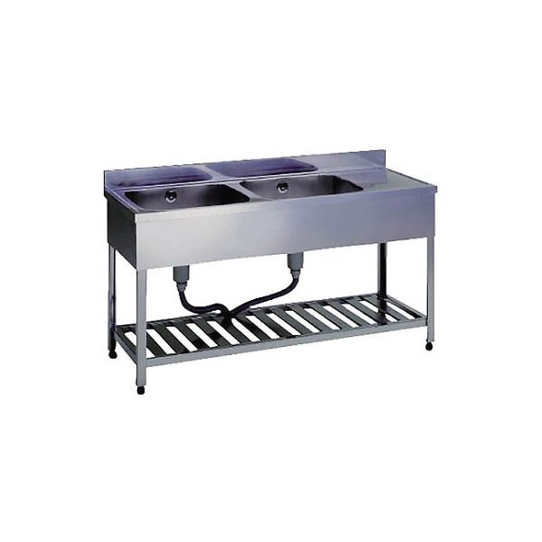 東製作所 二槽水切シンクBG無ホース付左シンク 1800×600×800 HPMC2-1800-L 1個 61-4438-09（直送品）