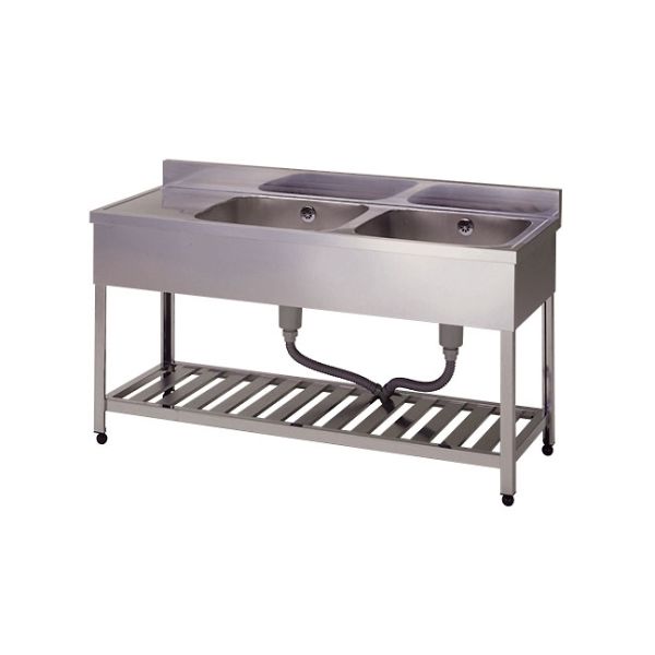 東製作所 二槽水切シンク右水槽 1500×450×800 KPM2-1500-R 1個 61-4438-54（直送品）