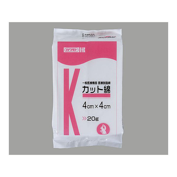 川本産業 カット綿 4cm×4cm 033-102000-00 1セット（20g入×27袋）　　ナビスカタログ　 0-8154-01（直送品）