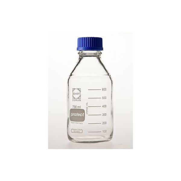 柴田科学 ねじ口びん セーフティコート 青キャップ付 750mL 017280-750A 1箱（10個） 61-4412-42（直送品）