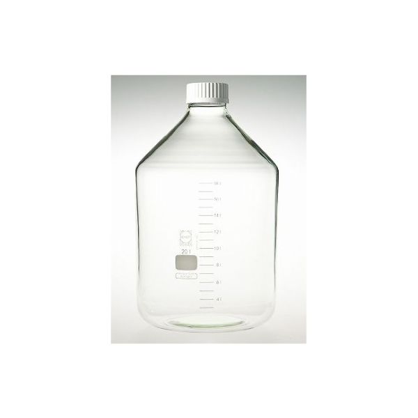 柴田科学 ねじ口びん 広口 白キャップ付 20L 017250-220000 1個 61-4425-06（直送品）