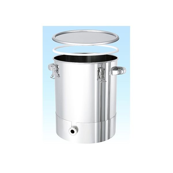 日東金属工業 PTFEパッキン付底部勾配型ステンレス密閉容器 36L KTT-CTH-PTFE-36 1個 62-1369-45（直送品）