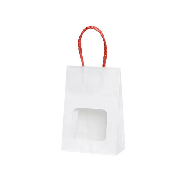 パックタケヤマ ウィンドウ ミニバッグ 白無地 赤 XZT65103 1包：25枚×4（直送品）