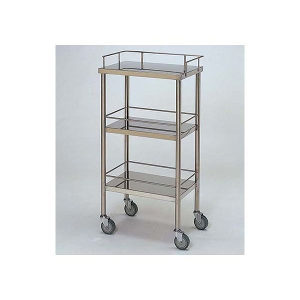 柏ステンレス工業 ステンレスワゴン 機械卓子 (枠付) 600×450×800mm ステンレスワゴンMA-600 1個 62-2714-22（直送品）