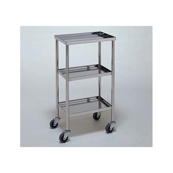 柏ステンレス工業 ステンレスワゴン 機械卓子 (静音使用 立上) 3段 450×300×800H ステンレスワゴンMA-631 1個（直送品）