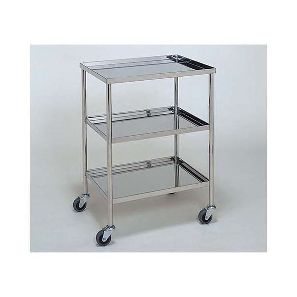柏ステンレス工業 ステンレスワゴン 機械卓子 (静音使用 立上) 3段 600×450×800H ステンレスワゴンMA-641 1個（直送品）