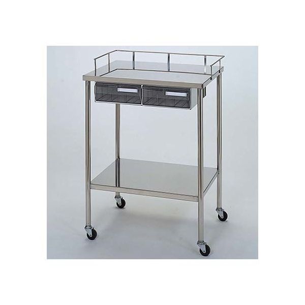 柏ステンレス工業 ステンレスワゴン 機械卓子 クリア引出付(2個) ステンレスワゴン(ヒキダシヅケ)MA-2A 1個 62-2714-41（直送品）