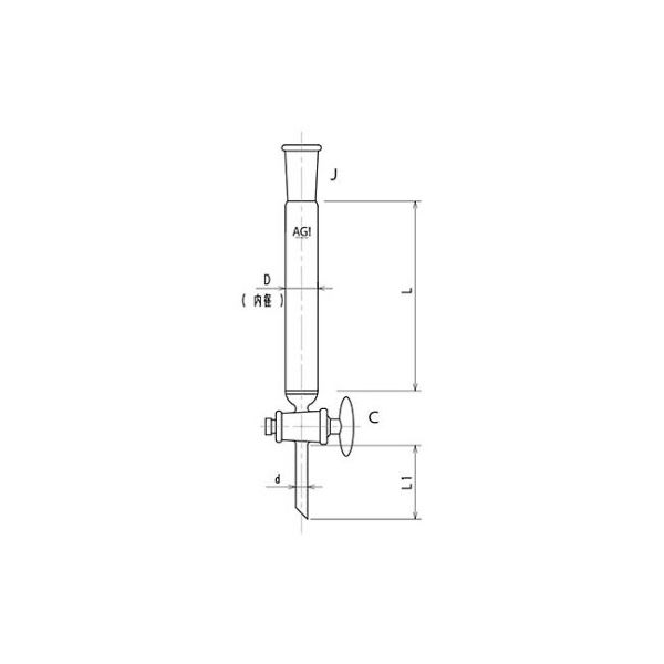旭製作所 ジョイント付クロマトカラム(ガラスコック・フィルター付) 3816ー40/500ー5L 1個 61-4710-97（直送品）