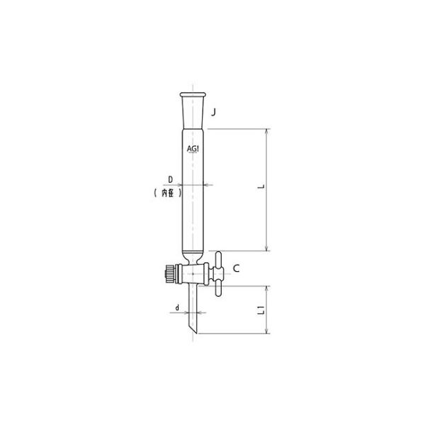 旭製作所 ジョイント付クロマトカラム(PTFEコック・フィルター付) 3818ー40/500ー5L 1個 61-4711-10（直送品）