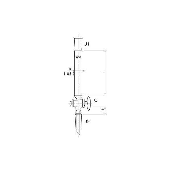 旭製作所 ジョイント付クロマトカラム(ガラスコック・フィルター付) 3824ー50/300ー5L 1個 61-4711-95（直送品）