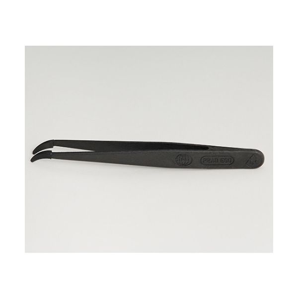 ワイ・エム・ティ プラスチックピンセット SIーP2AB ESD(黒) SI-P2ABE 1本 61-6422-94（直送品）