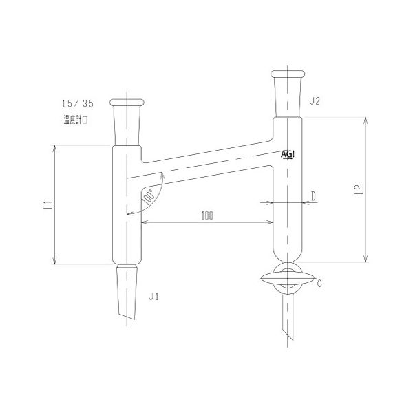 旭製作所 水分定量受器 ガラスコック 3646ー25ー4L 1個 62-2110-18（直送品）