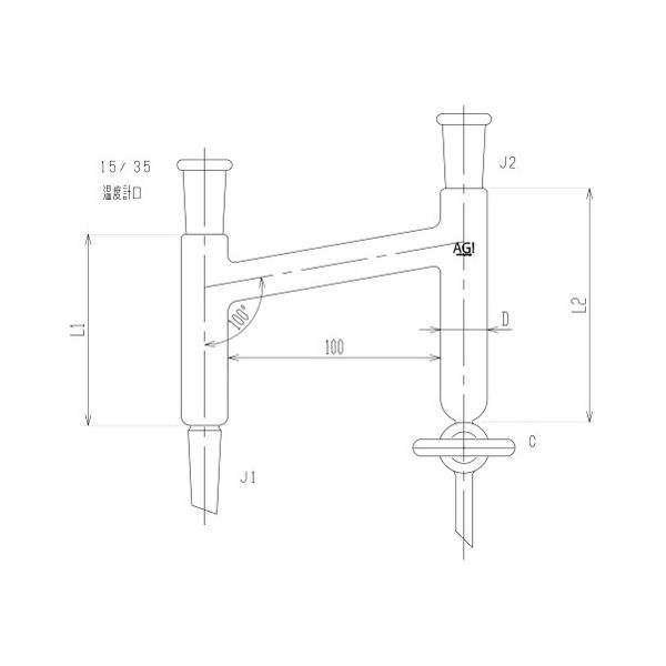 旭製作所 水分定量受器 PTFEコック 3648-10-2L 1個 62-2110-20（直送品）