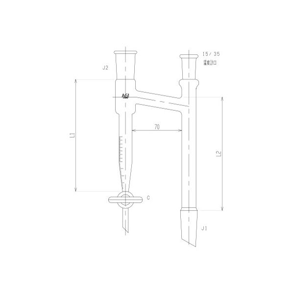 旭製作所 温度計口付水分定量受器 PTFEコック 3660-25-4L 1個 62-2110-45（直送品）