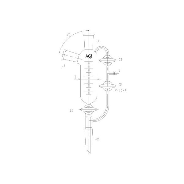 旭製作所 側管付ウィットマー分留受器 ガラスコック 3678ー300ー4L 1個 62-2110-59（直送品）