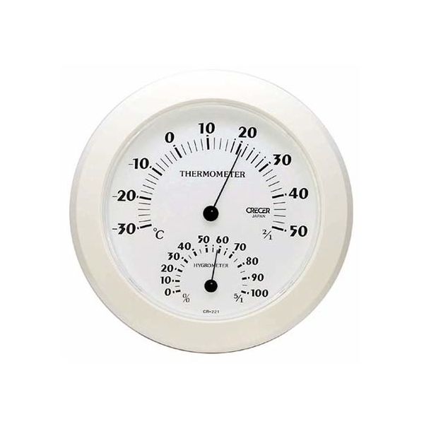 クレセル 温湿度計 ホワイト CR-221W 1個 62-3966-01（直送品）